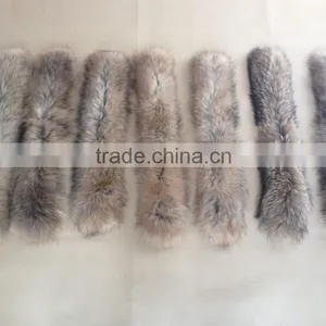 Natural Color Raccoon Collar for Jacket Raccoon Fur Stripes thumbnail-1
