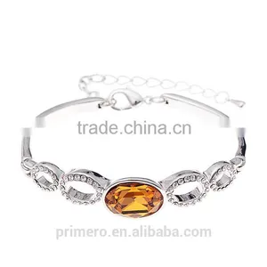 New Design Oval Austrian Crystals 18k Platinum Plated Bracelet Bangle Jewelry Gifts thumbnail-3