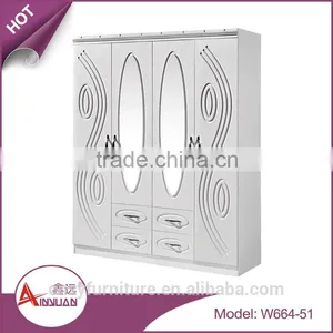 Foshan Bedroom Furniture Wooden Almirah Designs Cheap Mirrored Armoire Wall Mounted Wardrobe With Drawers thumbnail-5