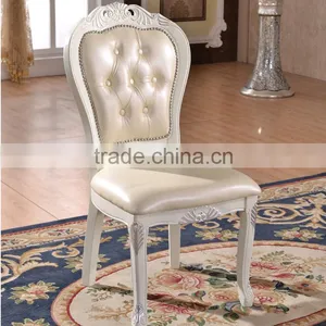 Home Furniture Classical Carving Vintage Chair Leather Dining Chair thumbnail-1