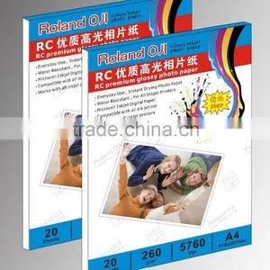 From China 260gsm Roland Oji A4 Preminum High Glossy RC Photo Paper 20 Sheets/pack thumbnail-1
