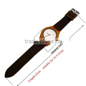 Top Quality Luxury Bamboo Wood Watch With Cow Leahter Strap Quartz Analog Men Wooden Wristwatch Relogio Feminino Clock thumbnail-4