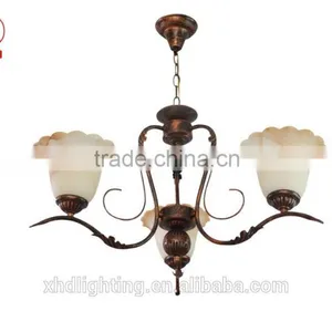 Retro Chandelier Pendant Light With Ivory Flower Glass Lamp Shade in Coozen Factory thumbnail-2