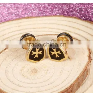 Wholesale Factory Gold Plated Stainelss Steel Cross Earrings for Men thumbnail-5