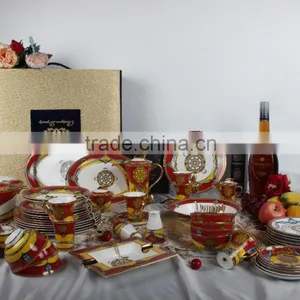 Home Wholesale Dark Red Tableware Dinnerware Set for German Porcelain Dinnerware thumbnail-6