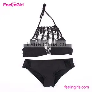 Black Ladies Crochet Bralette Bikini Top thumbnail-2