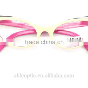 UNIQUE Fox Eye Shape Fashion Design Student Acetate Hand Made Spectacles Optical Frames Eyewear Eyeglasses With Diamond thumbnail-2