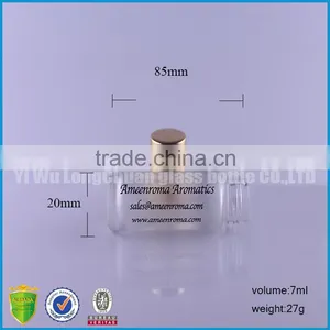 Long Custom Clear Round Frosted Glass Bottles10ML With Gold Cap thumbnail-3