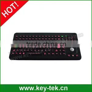 Custom IP65 Rated Ruggedized Usb Silicone Rubber Keyboard With IP68 Washable Optional Trackball+numeric Keys + 24 Function Keys thumbnail-2