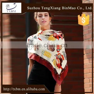 Customized Silk Satin Square Scarf With Perfume Pattern Quality Choice thumbnail-1