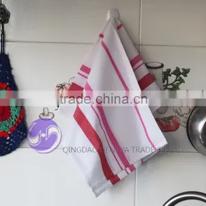 100% Cotton Plain White Red Stripe Printed Kitchen Tea Towel thumbnail-2