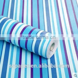 2016 Hotsale Self-adhesive Wallpaper Environmental Protection PVC Wallpaper/45cm *10m Blue Stripes Cotton Wallpaper Quality Choice thumbnail-5
