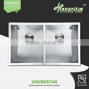 R10-3219 New Product High Quality Undermount Double Bowl Handmade Stainless Steel Kitchen Wash Sink thumbnail-3