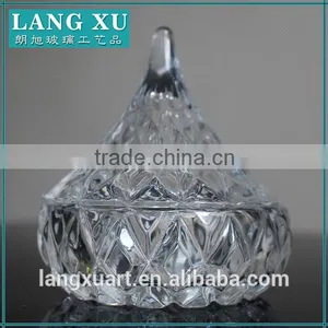 LX-T100 Factory Wholesaler Crystal Glass Kiss Shaped Fancy Glass Jars With Lids thumbnail-2