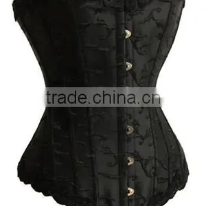 Sexy Lace Ruffled Brocade Floral Steampunk Corset Overbust Steel Boned Corset thumbnail-2