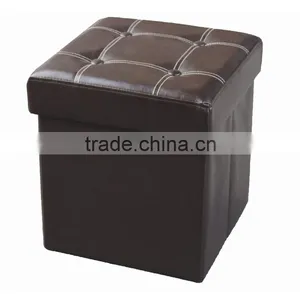 Purple Leather Ottoman thumbnail-4