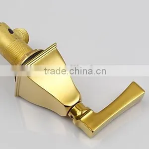 Modern Widespread Bathroom Three Holes Sink Faucet in Gold With Double Handles thumbnail-3