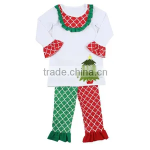 2016 Kaiyo Clothing Manufacturers Chevron Ruffle Bib Sets Christmas Kids Clothes thumbnail-2