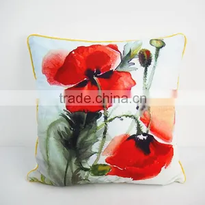 Throw Decorative Pillows Home Textile Flower Printed Pillowcase Velvet Pillow Covers With Piping thumbnail-2