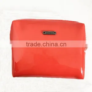 Red Shiny PU Zipper Coin Pouch Cosmetic Small Size Storage Bag For Make Up Utensils thumbnail-1