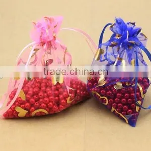 13*18cm In Stock Mixed Color Cheap Custom Drawstring Butterfly Organza Gift Bags Pouch Wholesale thumbnail-6