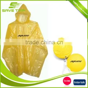Printed LOGO Mini PE Plastic Rain Poncho Ball With Keyring thumbnail-5