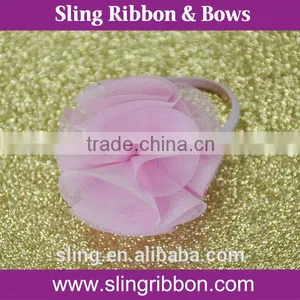 Hot Sale Pink Chiffon Flower With Elastic Loop thumbnail-1