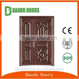 Baodu Brand Cheap Security Door Exterior Commercial Double Steel Doors thumbnail-5