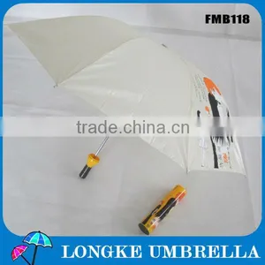 2013popular Promotion 3fold Yellow Manual Open Outdoor Carton Beer Wine Bottle Umbrella thumbnail-1