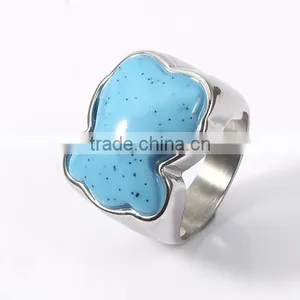 2016 New Arrival Fashion Wholesale Blue Turquoise Lovely Bear Finger Ring thumbnail-1
