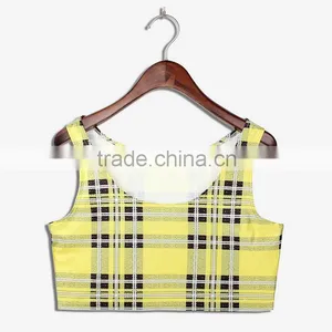 Latest Tops Designs Girls Yellow Checks Print Vest N7-28 thumbnail-1