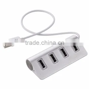 High-end Mini Silver Metal 4 Ports 2.0 USB Hub Aluminium thumbnail-1