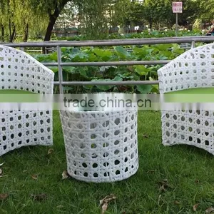 Big Hole Special White Rattan Wicker Garden Chairs and Table thumbnail-1