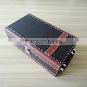 Chinese Factories Wholesale Custom High-grade PU Leather 2 Bottles of Red Wine Box, Black Gift Box thumbnail-3