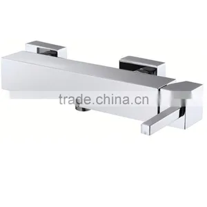 Polished Brass Bathroom Wall Mounted Bath Shower Faucet With Single Handle and Double Holes thumbnail-1