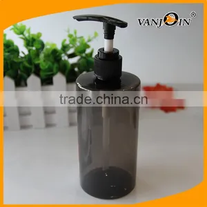 350ml Transparent Grey Cylindrical Lotion Pump Bottle thumbnail-1