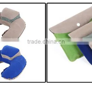 Inflatable U-shape Neck Pillow Flocking CushionTool for Outdoor Travel Camping Noon Break 4 Colors thumbnail-6