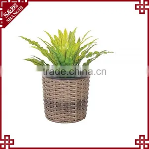 Cheap Resin Wicker & Metal Insert Miniature Table Flower Pots thumbnail-1