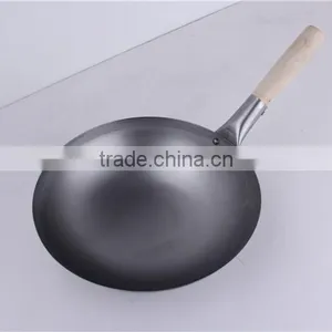 Single Handles Flat Bottom Coating Carbon Steel Chinese Wok thumbnail-1