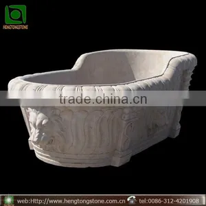 Hand Carved Stone Travertine Bathroom Bathtub thumbnail-1