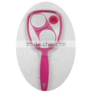Two Pcs of Hand Held Mirror With Double Clamshell of Mirror for Beauty thumbnail-1