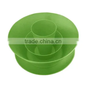 Biodegradable Bamboo Fiber Dinnerware Sets With Plate(L),plate(S),bowl and Cup thumbnail-2