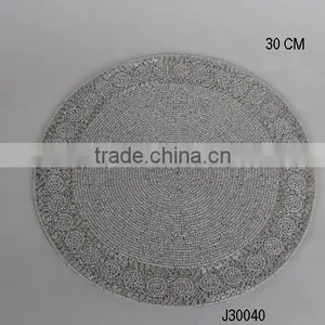 Glass Beaded Table Mat in Two Tone Silver Colour Other Patterns Available thumbnail-1
