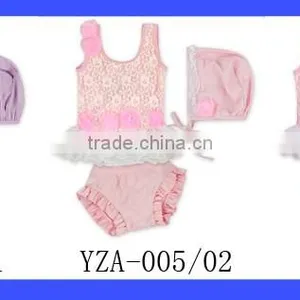 2017 Summer Clothing Set Pink Floral Lace Baby Toddler Girl Swimsuit thumbnail-6
