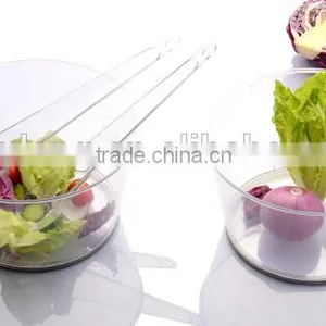 Plastic Round Transparent Salad Bowl With Fork thumbnail-1