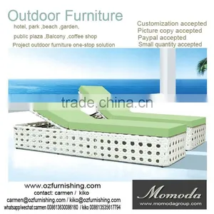 1028 Modern Style White Rattan Wicker Sun Lounger/Chairs/Sunbed/Daybed thumbnail-1