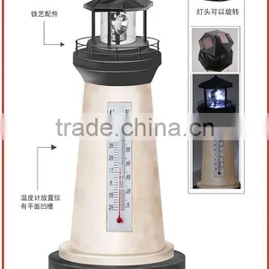 Solar Lighthouse Garden Stake Light With Revolving Beacon Garden Sunlight Solar Lighthouse Garden Decoration With Thermometer thumbnail-3