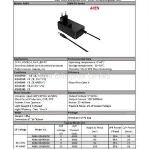 48W AC Adapter With EU Plug,GS,CE, UL Approval, VI Efficiency, 24V1A 12V2A 12V1.5A 24V0.8A Power Adapter thumbnail-2