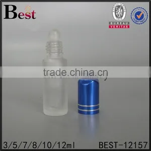 Cosmrtics 5ml 10ml Small Roll on Bottle Frosted Perfume Tube Glass Roll Bottle Vial With Gold Cap China thumbnail-6