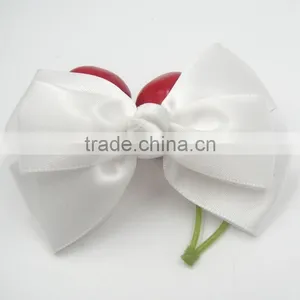 Hair Accessory New Arrival White Fabric Satin Cute Bow Tie thumbnail-3